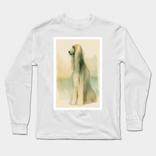 abstract watercolor afghan hound in neutral tones Long Sleeve T-Shirt